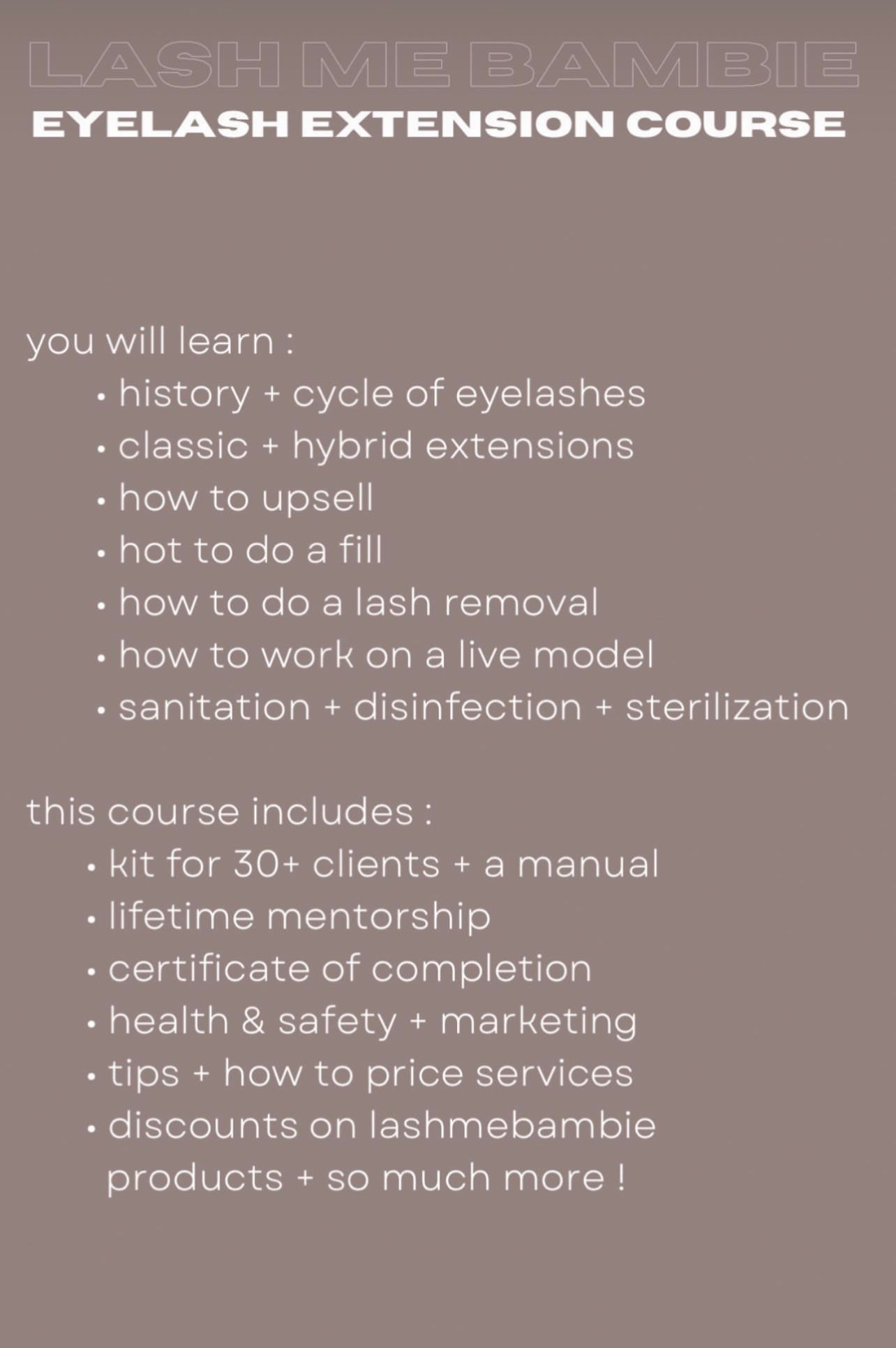 Lash Mastery Class