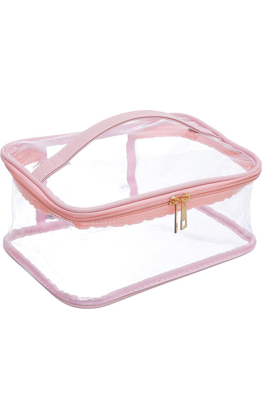 Clear Bag with Pink Trim to hold Lash Supplies